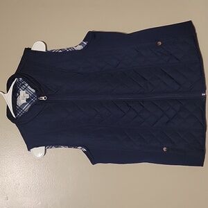 Kim Rogers Women Navy‎ Blue Pocket Full Zip Quilted Puffer Vest Womens Medium